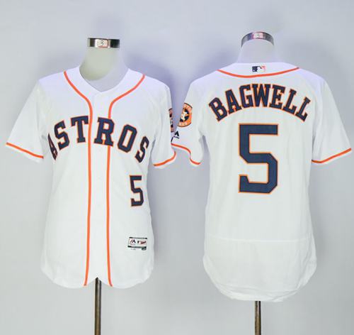Astros #5 Jeff Bagwell White Flexbase Authentic Collection Stitched MLB Jersey - Click Image to Close